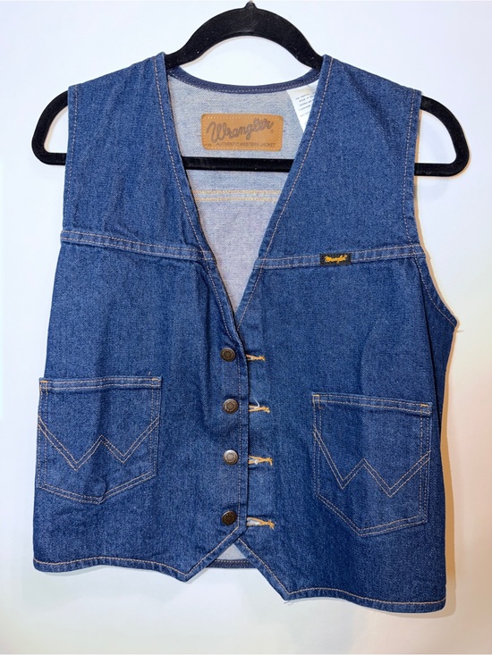 Wrangler Jackets & Blazers - Wrangler Indigo Blue Denim Vest with Contrast Topstitching